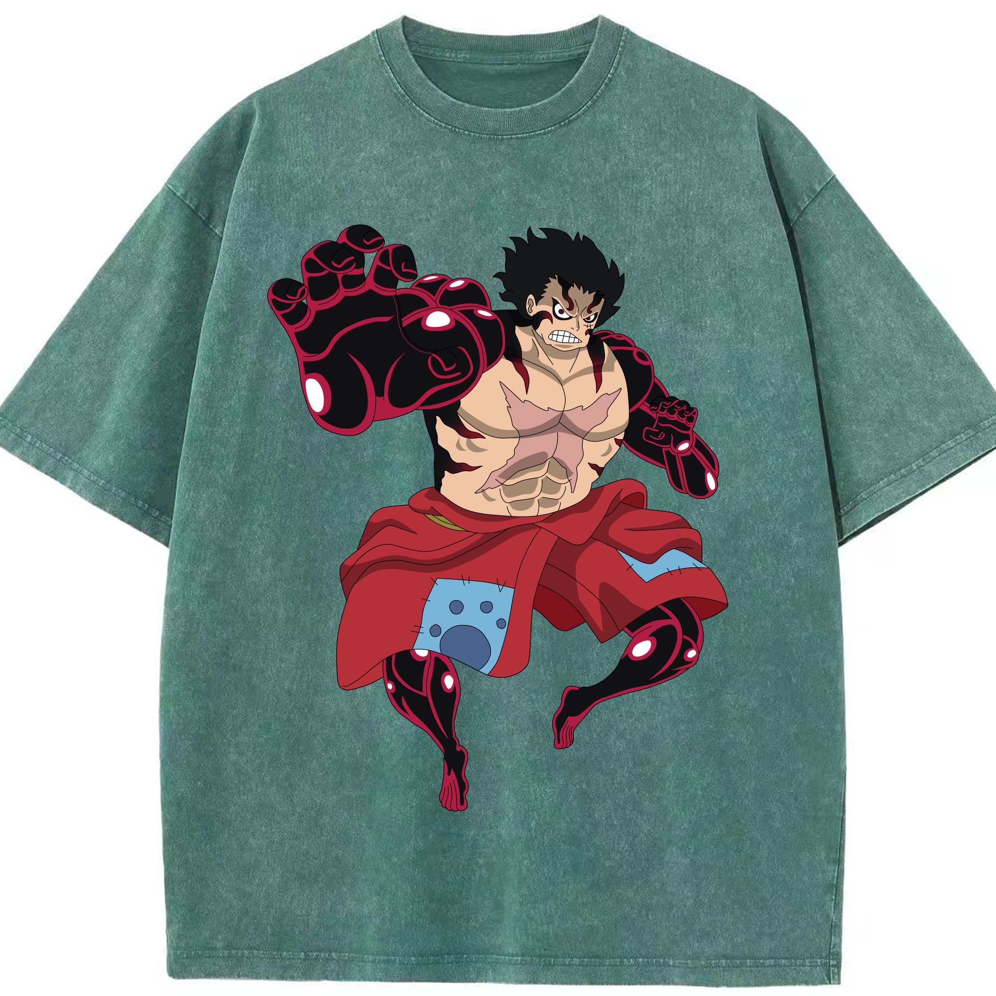 ワンピース モンキー・D・ルフィ ONE PIECE Monkey D. Luffy 綿100% ヴィンテージ風 半袖Tシャツ（フロントプリント）